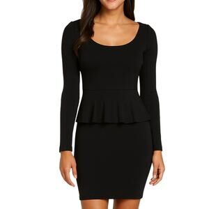 Susana Monaco Women's Ponte Peplum Sheath Dress Black Size S Stretch Comfort